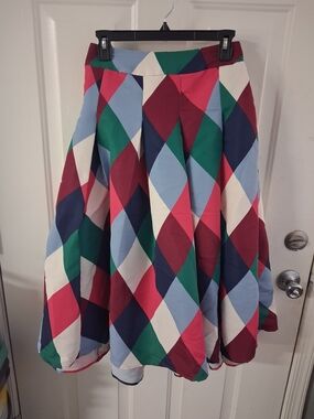 TORRID Belle IsleMulticolor Diamond-Print Pleated Midi Skirt